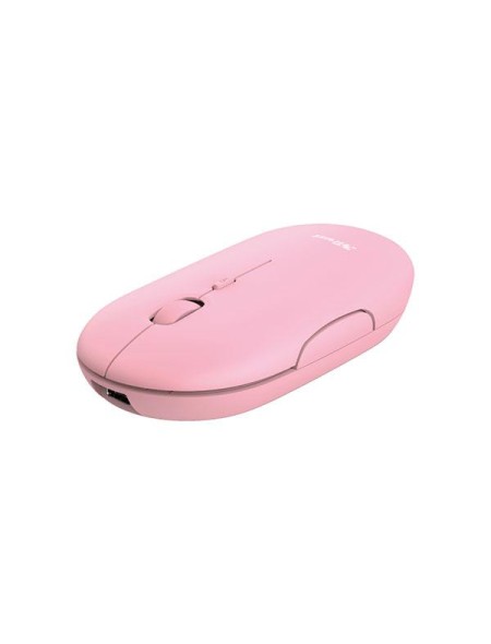 Raton Inalambrico Trust Puck / Recargable / 1600 Dpi / 3 Botones silenciosos / Ultra fino / Ambidiestro / Rosa / 24125