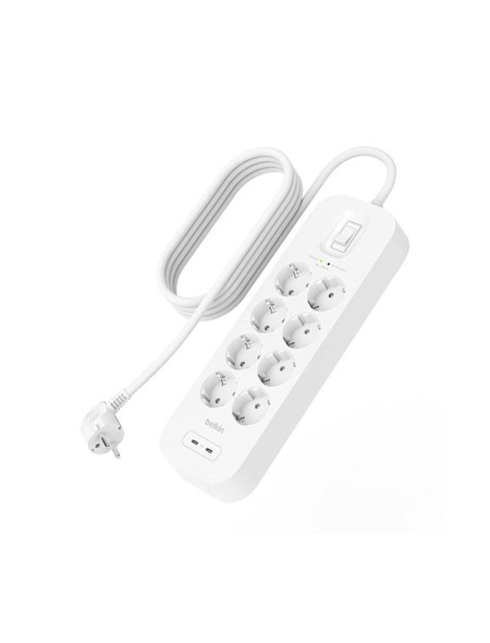 Regleta 8 tomas Belkin / Proteccion Contra Sobretenciones / 2x USB-C / Boton On-Off / SRB004VF2M