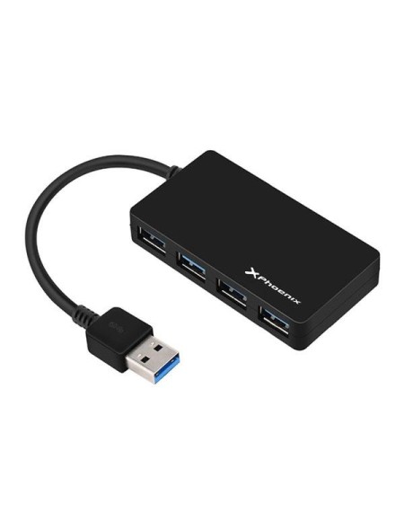 Hub 4 puertos USB 3.0 / 15cm / Phoenix / Negro / PH4USBHUB3