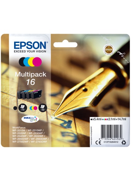 ÷ Tinta original epson t1626 multipack 4 colores c13t16264022 - con alarma